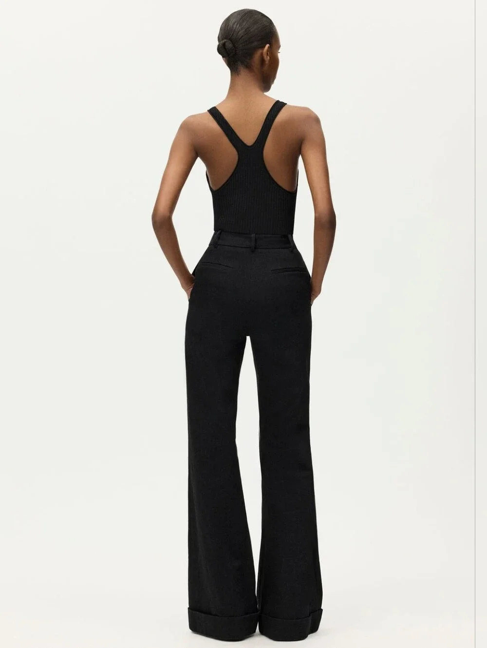 Adam Lippes Black Deeda High-Rise Flare-Leg Trousers - Picture 2 of 7